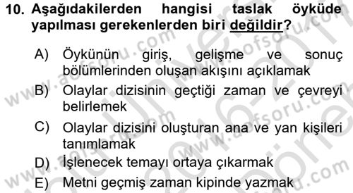 Televizyon Program Yapımı Dersi 2016 - 2017 Yılı (Final) Dönem Sonu Sınav Soruları 10. Soru