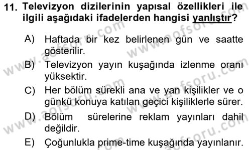 Televizyon Program Yapımı Dersi 2016 - 2017 Yılı (Final) Dönem Sonu Sınav Soruları 11. Soru