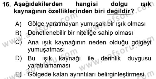 Televizyon Program Yapımı Dersi 2016 - 2017 Yılı (Final) Dönem Sonu Sınav Soruları 16. Soru