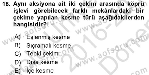 Televizyon Program Yapımı Dersi 2016 - 2017 Yılı (Final) Dönem Sonu Sınav Soruları 18. Soru