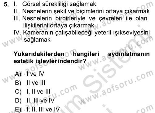 Televizyon Program Yapımı Dersi 2016 - 2017 Yılı (Final) Dönem Sonu Sınav Soruları 5. Soru