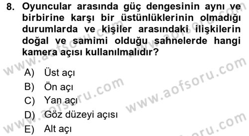 Televizyon Program Yapımı Dersi 2016 - 2017 Yılı (Final) Dönem Sonu Sınav Soruları 8. Soru