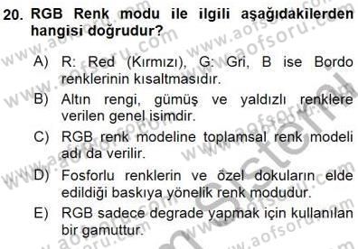 Sayısal Fotoğraf İşleme Teknikleri Dersi 2015 - 2016 Yılı (Final) Dönem Sonu Sınav Soruları 20. Soru