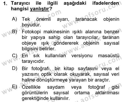 Sayısal Fotoğraf İşleme Teknikleri Dersi Ara Sınavı Deneme Sınav Soruları 1. Soru