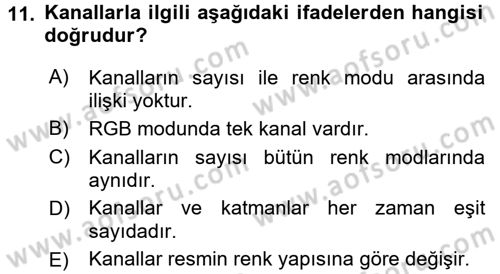 Sayısal Fotoğraf İşleme Teknikleri Dersi 2016 - 2017 Yılı (Vize) Ara Sınav Soruları 11. Soru