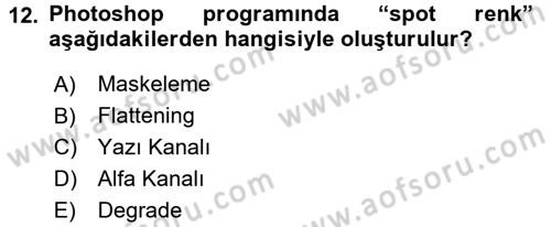 Sayısal Fotoğraf İşleme Teknikleri Dersi Ara Sınavı Deneme Sınav Soruları 12. Soru