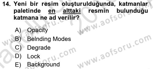 Sayısal Fotoğraf İşleme Teknikleri Dersi Ara Sınavı Deneme Sınav Soruları 14. Soru