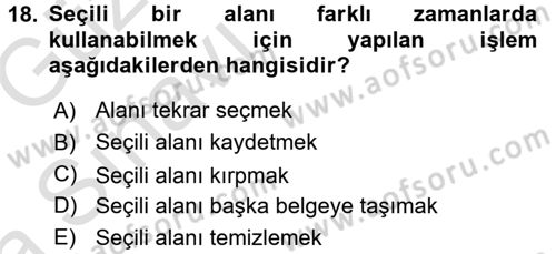 Sayısal Fotoğraf İşleme Teknikleri Dersi Ara Sınavı Deneme Sınav Soruları 18. Soru