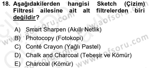 Sayısal Fotoğraf İşleme Teknikleri Dersi 2016 - 2017 Yılı (Final) Dönem Sonu Sınav Soruları 18. Soru