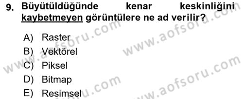 Sayısal Fotoğraf İşleme Teknikleri Dersi 2016 - 2017 Yılı (Final) Dönem Sonu Sınav Soruları 9. Soru