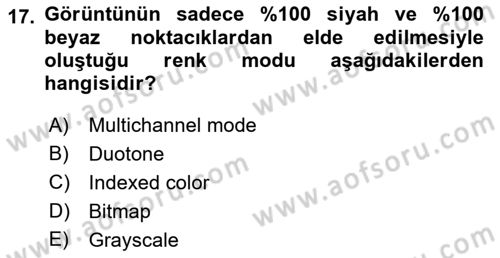Sayısal Fotoğraf İşleme Teknikleri Dersi 2017 - 2018 Yılı (Final) Dönem Sonu Sınav Soruları 17. Soru
