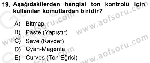 Sayısal Fotoğraf İşleme Teknikleri Dersi 2017 - 2018 Yılı (Final) Dönem Sonu Sınav Soruları 19. Soru