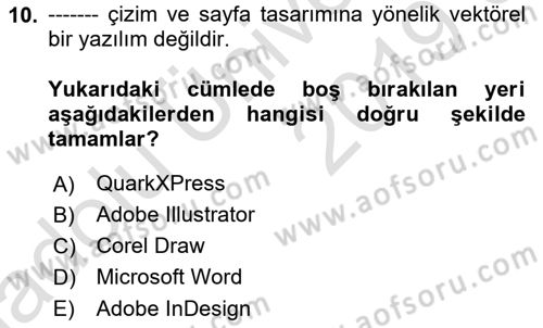 Sayısal Fotoğraf İşleme Teknikleri Dersi 2018 - 2019 Yılı 3 Ders Sınav Soruları 10. Soru