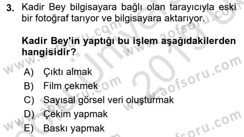 Sayısal Fotoğraf İşleme Teknikleri Dersi 2018 - 2019 Yılı 3 Ders Sınav Soruları 3. Soru