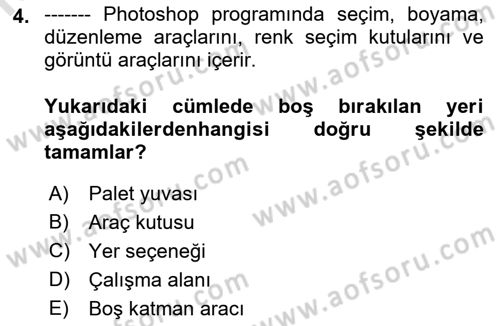 Sayısal Fotoğraf İşleme Teknikleri Dersi 2018 - 2019 Yılı 3 Ders Sınav Soruları 4. Soru