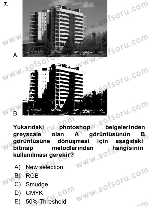 Sayısal Fotoğraf İşleme Teknikleri Dersi 2018 - 2019 Yılı 3 Ders Sınav Soruları 7. Soru