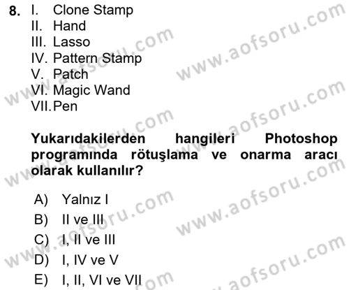 Sayısal Fotoğraf İşleme Teknikleri Dersi 2018 - 2019 Yılı 3 Ders Sınav Soruları 8. Soru