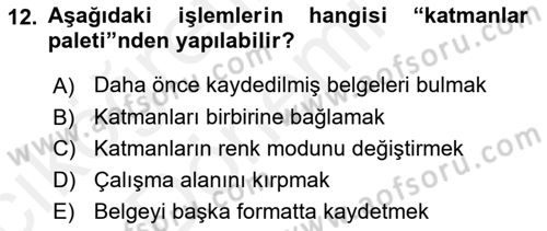 Sayısal Fotoğraf İşleme Teknikleri Dersi Ara Sınavı Deneme Sınav Soruları 12. Soru