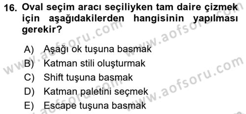 Sayısal Fotoğraf İşleme Teknikleri Dersi Ara Sınavı Deneme Sınav Soruları 16. Soru