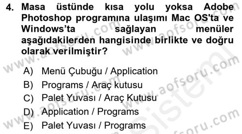 Sayısal Fotoğraf İşleme Teknikleri Dersi Ara Sınavı Deneme Sınav Soruları 4. Soru