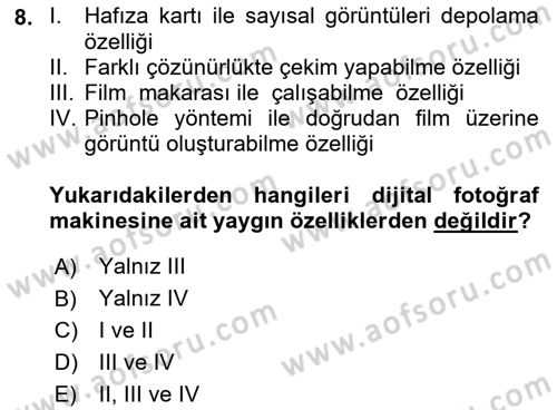 Sayısal Fotoğraf İşleme Teknikleri Dersi 2018 - 2019 Yılı (Vize) Ara Sınav Soruları 8. Soru