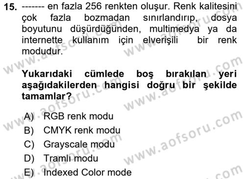 Sayısal Fotoğraf İşleme Teknikleri Dersi 2018 - 2019 Yılı (Final) Dönem Sonu Sınav Soruları 15. Soru