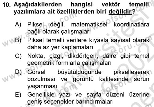 Sayısal Fotoğraf İşleme Teknikleri Dersi 2019 - 2020 Yılı (Final) Dönem Sonu Sınav Soruları 10. Soru