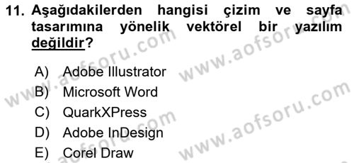 Sayısal Fotoğraf İşleme Teknikleri Dersi 2019 - 2020 Yılı (Final) Dönem Sonu Sınav Soruları 11. Soru