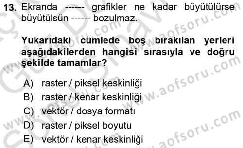 Sayısal Fotoğraf İşleme Teknikleri Dersi 2019 - 2020 Yılı (Final) Dönem Sonu Sınav Soruları 13. Soru
