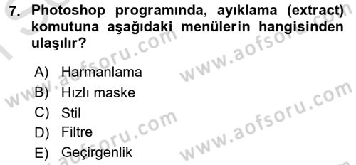 Sayısal Fotoğraf İşleme Teknikleri Dersi 2019 - 2020 Yılı (Final) Dönem Sonu Sınav Soruları 7. Soru