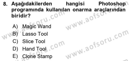 Sayısal Fotoğraf İşleme Teknikleri Dersi 2019 - 2020 Yılı (Final) Dönem Sonu Sınav Soruları 8. Soru