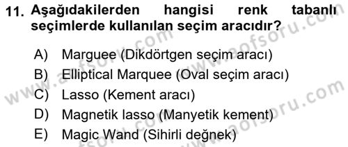 Sayısal Fotoğraf İşleme Teknikleri Dersi 2020 - 2021 Yılı Yaz Okulu Sınav Soruları 11. Soru