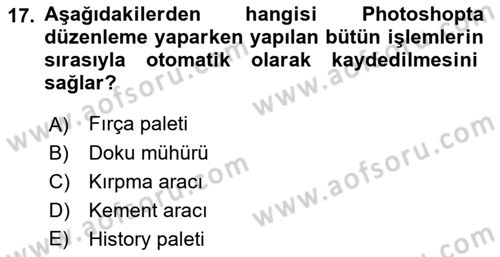Sayısal Fotoğraf İşleme Teknikleri Dersi Ara Sınavı Deneme Sınav Soruları 17. Soru