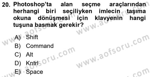 Sayısal Fotoğraf İşleme Teknikleri Dersi Ara Sınavı Deneme Sınav Soruları 20. Soru