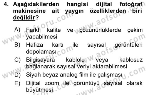 Sayısal Fotoğraf İşleme Teknikleri Dersi Ara Sınavı Deneme Sınav Soruları 4. Soru