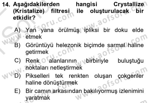 Sayısal Fotoğraf İşleme Teknikleri Dersi 2021 - 2022 Yılı (Final) Dönem Sonu Sınav Soruları 14. Soru