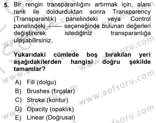 Sayısal Fotoğraf İşleme Teknikleri Dersi 2021 - 2022 Yılı (Final) Dönem Sonu Sınav Soruları 5. Soru