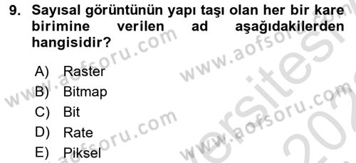 Sayısal Fotoğraf İşleme Teknikleri Dersi 2021 - 2022 Yılı (Final) Dönem Sonu Sınav Soruları 9. Soru