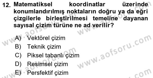 Sayısal Fotoğraf İşleme Teknikleri Dersi 2021 - 2022 Yılı Yaz Okulu Sınav Soruları 12. Soru