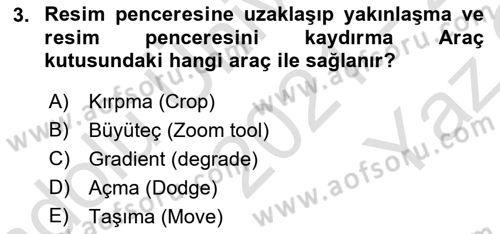 Sayısal Fotoğraf İşleme Teknikleri Dersi 2021 - 2022 Yılı Yaz Okulu Sınav Soruları 3. Soru