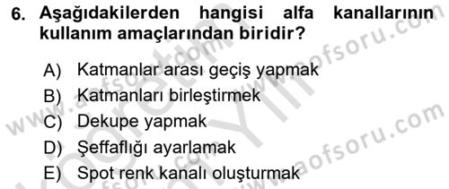 Sayısal Fotoğraf İşleme Teknikleri Dersi 2021 - 2022 Yılı Yaz Okulu Sınav Soruları 6. Soru