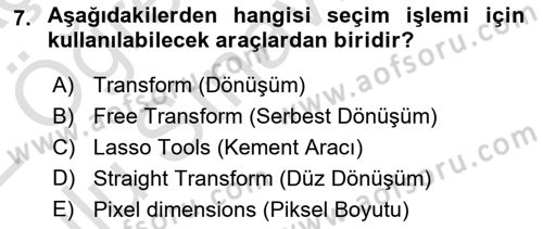 Sayısal Fotoğraf İşleme Teknikleri Dersi 2021 - 2022 Yılı Yaz Okulu Sınav Soruları 7. Soru