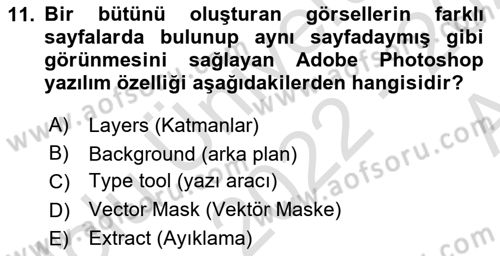 Sayısal Fotoğraf İşleme Teknikleri Dersi Ara Sınavı Deneme Sınav Soruları 11. Soru