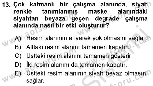 Sayısal Fotoğraf İşleme Teknikleri Dersi Ara Sınavı Deneme Sınav Soruları 13. Soru