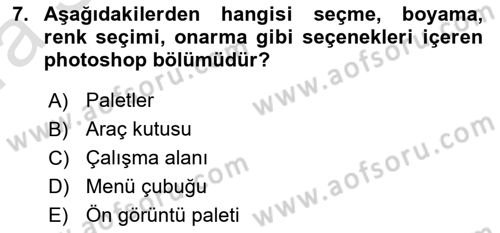 Sayısal Fotoğraf İşleme Teknikleri Dersi 2022 - 2023 Yılı (Vize) Ara Sınav Soruları 7. Soru