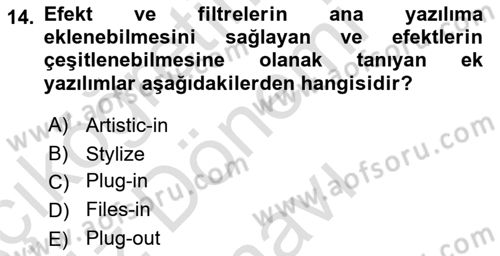 Sayısal Fotoğraf İşleme Teknikleri Dersi 2022 - 2023 Yılı (Final) Dönem Sonu Sınav Soruları 14. Soru