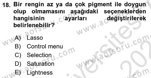 Sayısal Fotoğraf İşleme Teknikleri Dersi 2022 - 2023 Yılı (Final) Dönem Sonu Sınav Soruları 18. Soru
