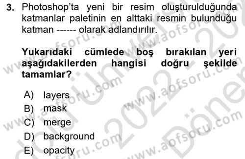 Sayısal Fotoğraf İşleme Teknikleri Dersi 2022 - 2023 Yılı (Final) Dönem Sonu Sınav Soruları 3. Soru