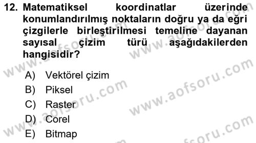 Sayısal Fotoğraf İşleme Teknikleri Dersi 2022 - 2023 Yılı Yaz Okulu Sınav Soruları 12. Soru