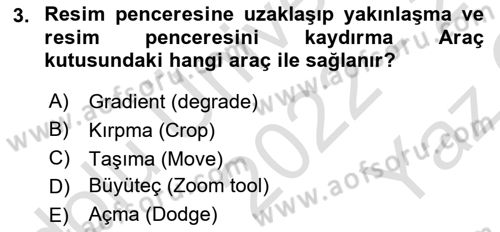 Sayısal Fotoğraf İşleme Teknikleri Dersi 2022 - 2023 Yılı Yaz Okulu Sınav Soruları 3. Soru